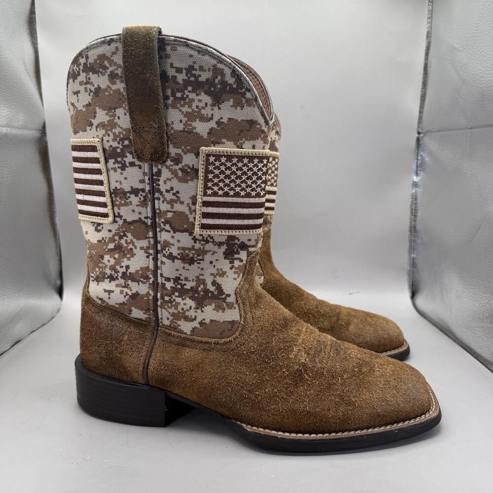 Ariat Camo Patriot Western Boots Mens Size 9D USA Flag Square Toe 10019959
